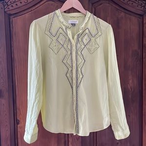 EUC PILCRO LINEN BEADED BUTTONDOWN SIZE LP